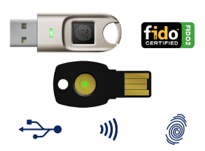 Le chiavi di sicurezza FIDO proteggono gli account utenti online contro gli hacker. Le chiavi Biometric FIDO consentono l'accesso senza password.
