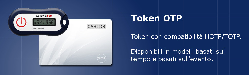 Portachiavi token con password utilizzabile una sola volta (OTP) e scheda display